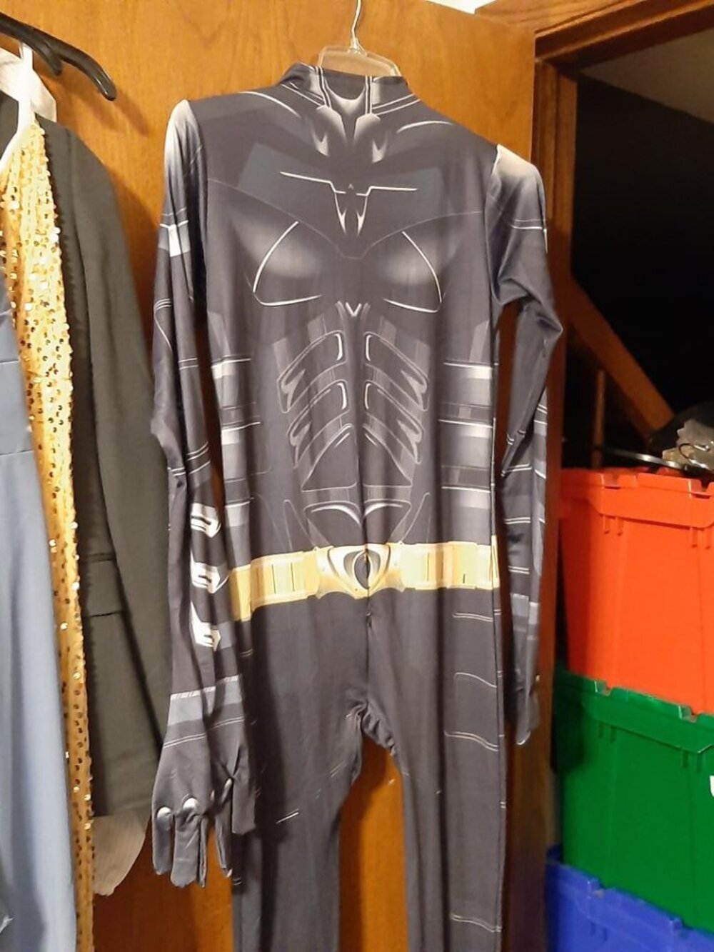 NEW ! Batman Costume The Dark Knight Rises Jumpsuit And Cloak Black Size M